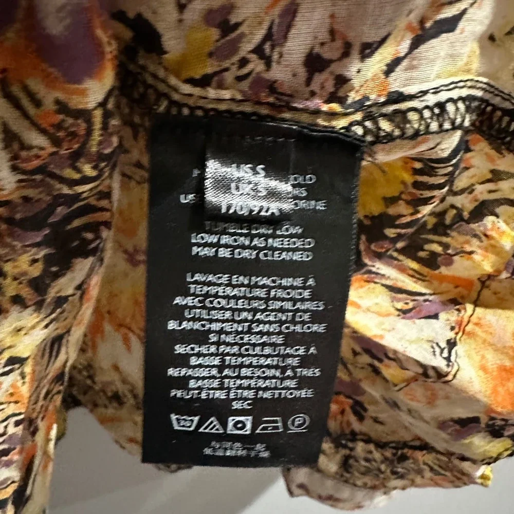 We The Free Floral Print Smocked Peasant Blouse‎ Women Size Small Yellow Orange - Picture 4 of 7